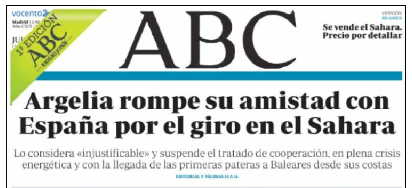L’Algérie punit l’Espagne – Edito d’ABC-